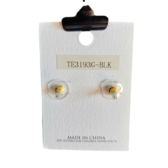 Statement Geometric Drop Earrings Gold Black Enamel Modern 1.6" Dangle New CORE - Picture 7 of 8